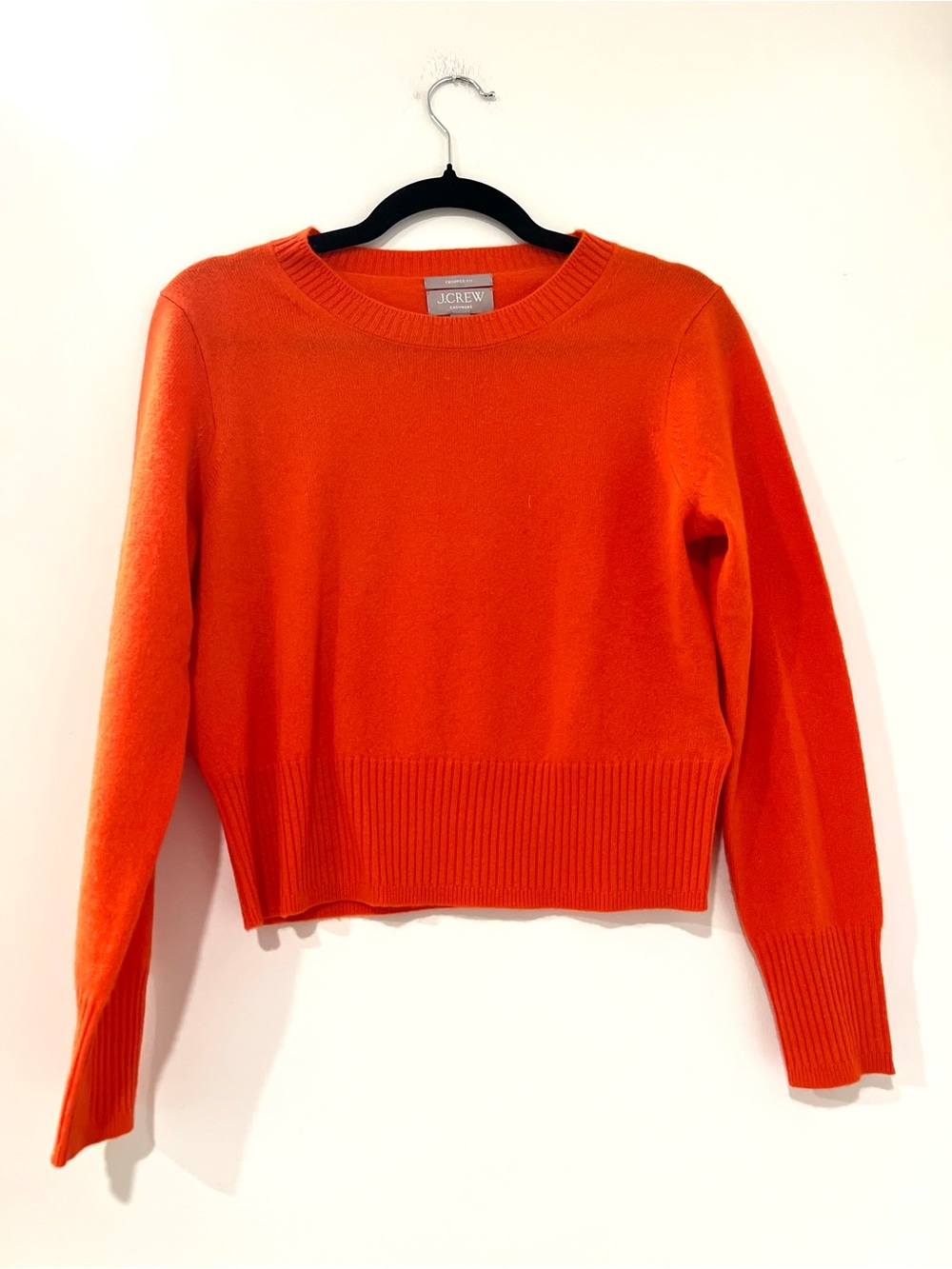 J. Crew Women's Vibrant Orange Scoopneck Sweater 100% Cashmere